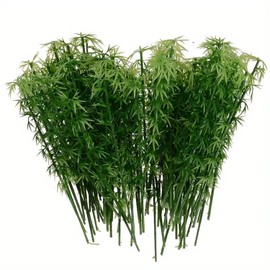 100 PCS Model Bamboo Trees, 6inch Green Plastic Bamboo Trees for Miniature Landscape, Fairy Garden, Railway Train Model.