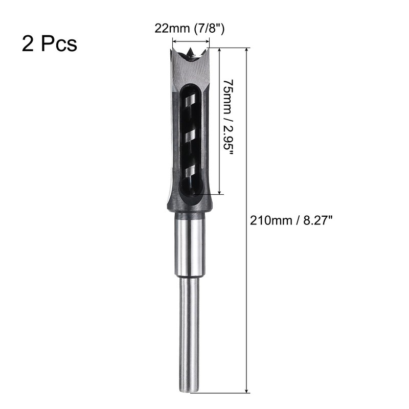 sourcing map 2pcs Square Hole Drill Bit 22mm(7/8) High Carbon