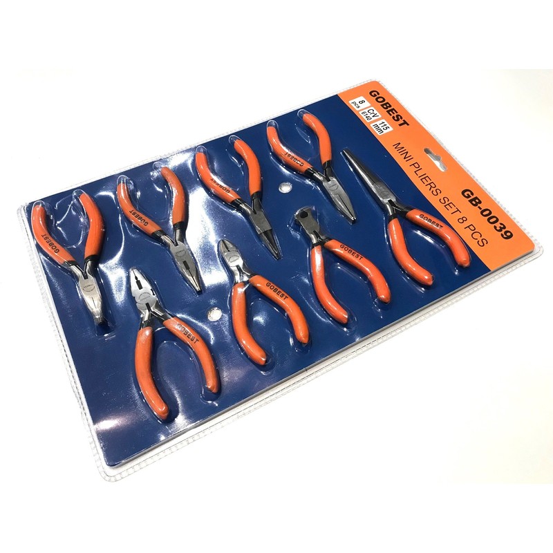 GOBEST Precision Mini Pliers Set 8 pcs, 125 mm Long,