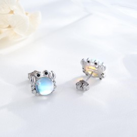 Dinosaur/Elephant/Butterfly/Raccoon/Butterfly/Snake/Guinea Pig/Duck/Otter Stud Earrings 925 Sterling Silver Dinosaur Earrings Dino Jewellery Gifts for Girls Women, Sterling Silver, Moonstone