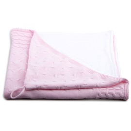 Baby's Only Hooded Bath Towel VELOUR FABRIC Braid Knitted 82 x 82 cm baby pink