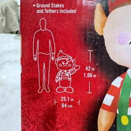 Home Accents Holiday 3.5 ft. LED Lights Christmas Airblown Inflatable Elf "NEW"