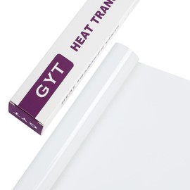 GYT Heat Transfer Vinyl Roll - Gold HTV Vinyl Adhesive Glossy Iron on Vinyl for T Shirt (White, 12inch x 7 feet)