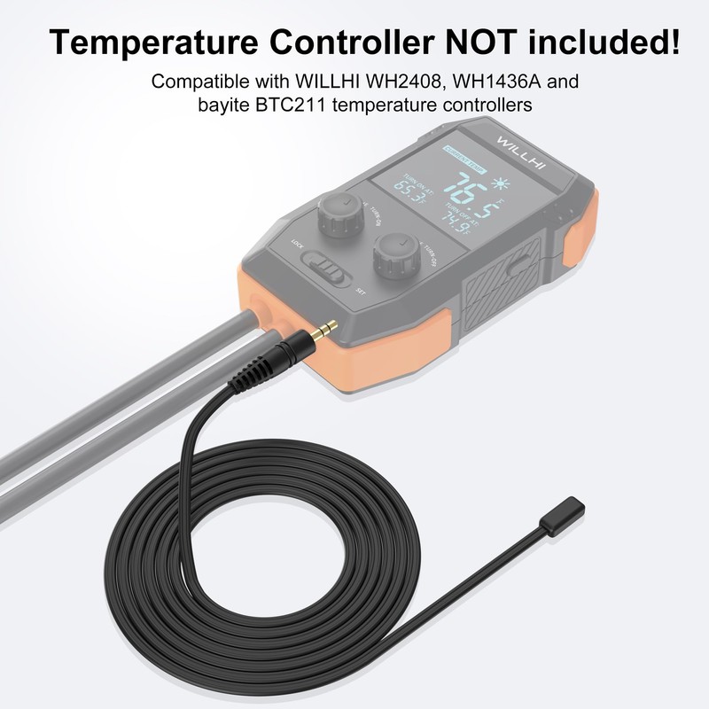 WILLHI Temperature Sensor Probe NTC 10K/3435, Waterproof Pro Saltwater-Proof Probe
