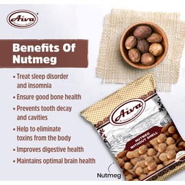 AIVA Nutmeg (Jaiphul) Whole Natural Spice | Vegan | NON-GMO | Indian Origin - (400gm ( 14 Ounce ))