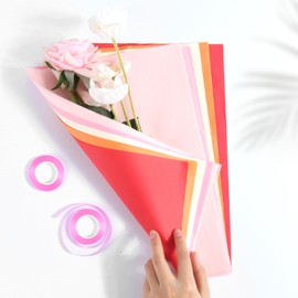 Kayqbonke Pink Tissue Paper Packaging Material, Total 200 Sheets of 10 Different Colours of Wrapping Paper, Pink, 21 x 30 cm Tissue Paper for Gift Wrapping Paper, DIY, Birthday, Wedding, Children's