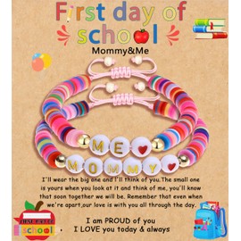 Cooluckday Back to School Gifts First Day of School Bracelet for Kindergarten/Preschool/School Gift Mommy and Me Adjustable Mother Daughter Bracelets as Supplies for Girls to Relieve Study Anxiety