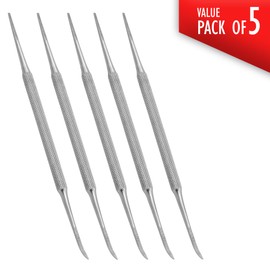 Ingrown Toenail File and Lifter Cuticle Pusher and Nail Cleaner, Dual Ended Nail Care Tool, Stainless Steel (Pack of 5)
