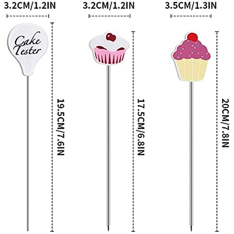 Cake Tester,3 PCS Stainless Steel Cake Skewers Cake Testing Needles