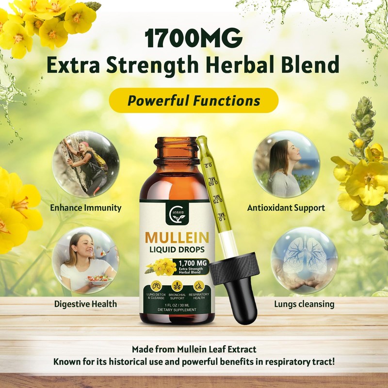 GORNVB (2 Pack) Mullein Drops for Lungs - Lungs Cleanse