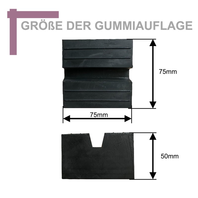 75 x 75 x 50 mm Rubber Pad with V-Groove