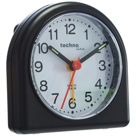 Technoline Quartz Alarm Clock Model SD Black Analogue Noctilucent Hands