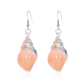 Ocean Conch Seashell Resin Dangle Earrings for Women Bohemian Hawaii Summer Beach Jewelry-Orange