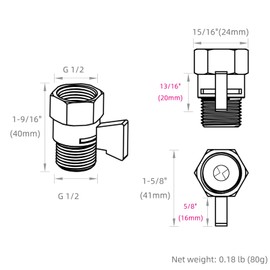 APLusee Water Flow Control Valve, Brass Shower Head Flow Restrictor, Brushed Nickel