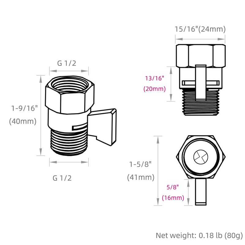 APLusee Water Flow Control Valve, Brass Shower Head Flow Restrictor,