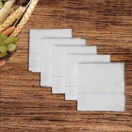 Caruso Italy Men's Luxury 100% Pure Cotton Handkerchief White Base with Colored Border - Pack of 5