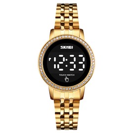 GOSASA Top marca electrónica reloj mujer relojes led pantalla táctil mujeres relojes digitales impermeable reloj de pulsera, Oro