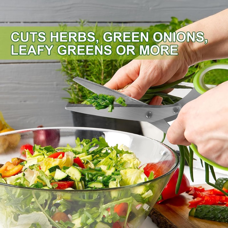 Herb Scissors, Shallot Scissors, Multipurpose 5 Blade Kitchen Herb Shears,