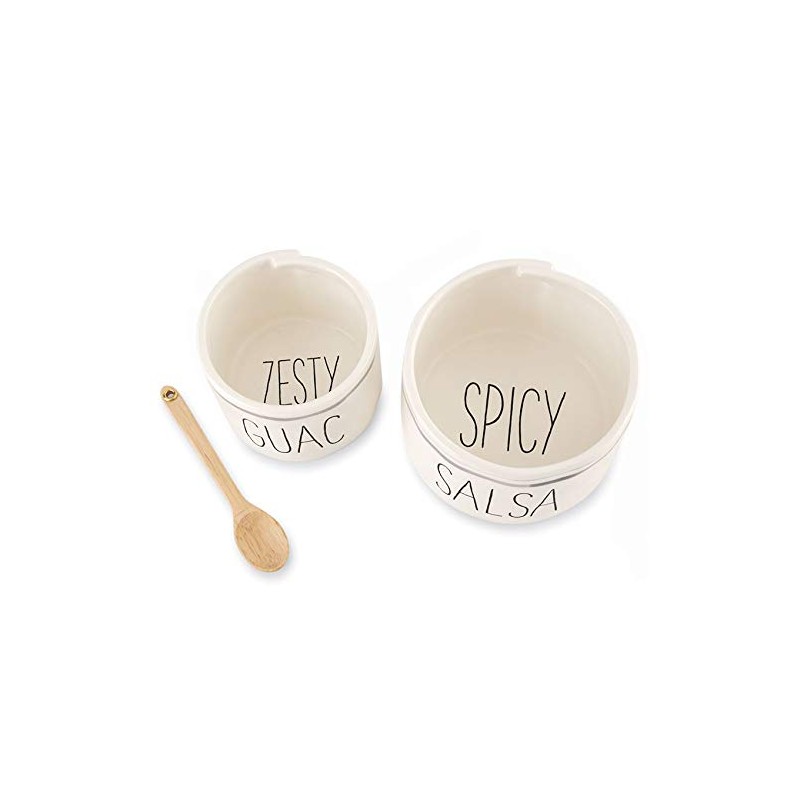 Mud Pie Salsa & Guac Bowl Set, white, salsa 3""