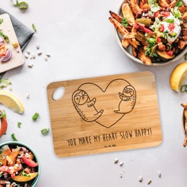 Mr. & Mrs. Panda Bamboo Chopping Board Sloths Heart - Gift, Love Gift, Husband, Gift for Girlfriend, Wooden Board, Wooden Boards