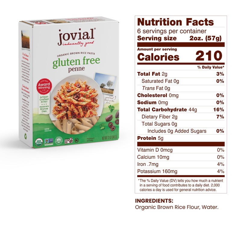 Jovial Whole Grain Brown Rice Pasta Variety Pack (Penne, Fusilli,