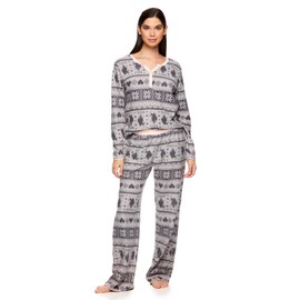 U.S. Polo Assn. 2-Piece Pajamas for Women Set, Long Sleeve PJ Sets for Women, Ladies Sleepwear (Heather Grey, Medium)