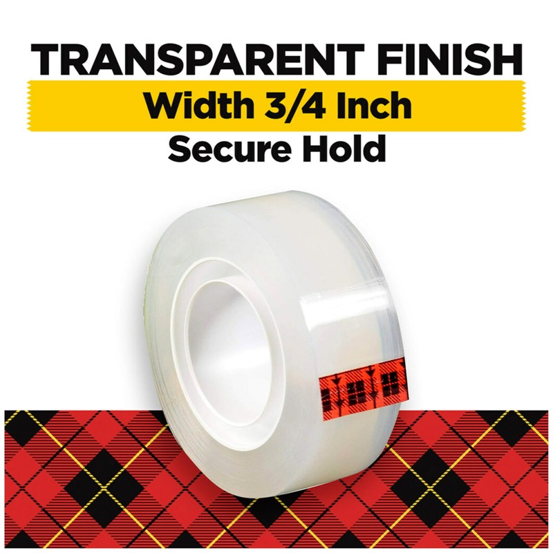 Scotch Transparent Tape, 1 Roll, 3/4 in x 1296 in,