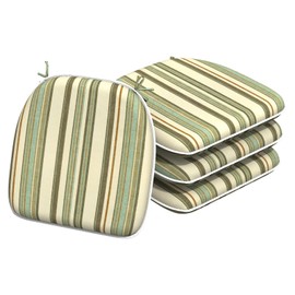 TWLEAR Indoor/Outdoor Chair Cushions 16x17 Inch, Patio Chair Cushions with Ties, All Weather Seat Cushions for Patio Furniture Home Garden Chair Use, Set of 4,Stripe Onyx