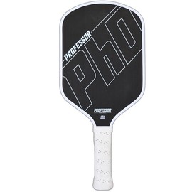 Professor PhD Raw Carbon Fiber Pickleball Paddle - 16MM - USA Pickleball Approved - Honeycomb Core - Power & Control:_White Edge