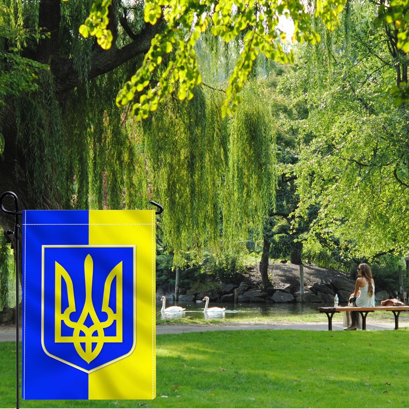 Ukrainian Garden Flag,12×18 Inch Outdoor Ukraine Banner for Canadian Yard