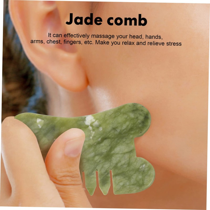LALAFINA 4 Pcs Jade Comb Jade Stone Comb Gua Sha