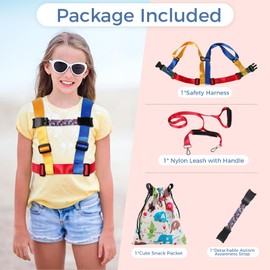 Safety Harness Leash for Big Kids with Autism and Special Needs (6-12 yrs), Child Adjustable Elopement Harness with Emergency Handle and Tether, Keep Active Autistic/ADHD Kids Safe and Free Outdoors