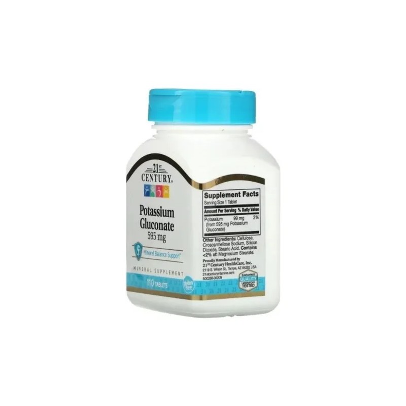 21st Century, Gluconato De Potasio, 595 Mg, 110 Comprimi Usa
