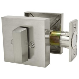 Nuk3y Hulk Series Lever Door Handle Slim Square Modern Contemporary Lever Set (Deadbolt [Single Cylinder], Satin Nickel)