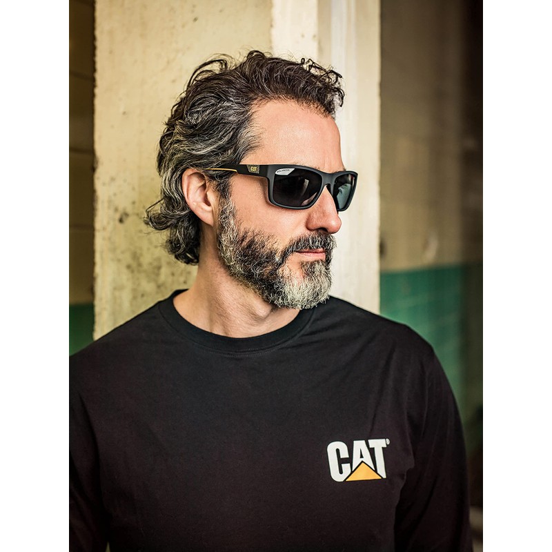 Caterpillar Men's Coder Polarized Sunglasses Square, Matte Navy Crystal, 60