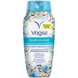 Vagisil Feminine Wash for Intimate Area Hygiene, Scentsitive Scents, pH Balanced and Gynecologist Tested, 360mL, Coconut Hibiscus