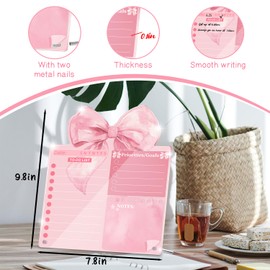 Pink Bow Dry Erase Board to Do List Planner Board, 7.8x9.8 Inch, Tabletop Whiteboard with Stand, Frameless Pink Dry Erase Whiteboard, for Office/Home/School