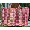 LaFiore24 Women's Shopping Basket, Natural Handbag, Natural Basket, Large, Red