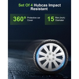 SCITOO Premium 15 Inch Hubcaps Set of 4 Wheel Rim Cover OEM Style Easy Snap On Car Truck SUV Hub Cap Replacement for Dodge, for Mitsubishi,for Kia, for Ford, for Honda, for Hyundai, for Mazda, etc.