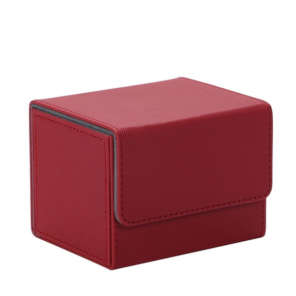 Trading Card Heaven [140 Card Recording Available] Trading Card Deck Case Trading Card Leather Card Case Holder Storage Horizontal Deck Case (Type B) Red