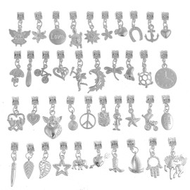RUBYCA 80Pcs Tibetan White Silver Plated Metal Connector Bails Mix Bead Pendant Charm Bracelet 201
