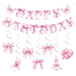 Xgvzs 1Pcs Pink Bow Banner Pink Bows Cute Decor for Kids Celebrations and Events Happy Party Decorations for Birthday Accessories