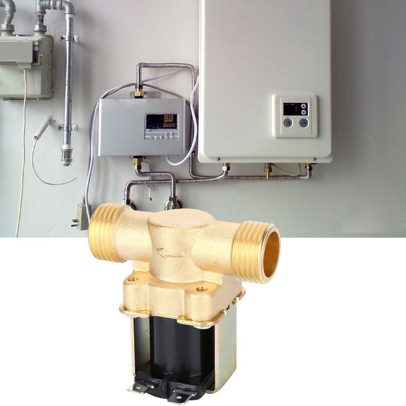 Solenoid Valve Copper Electromagnetic Valve Industrial Accessory 1/2-Inch for Solar
