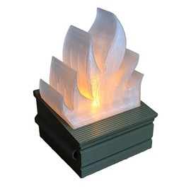 LED Dumpster Fire Desk Light, Novelty Office Decoration with Glowing Flames, Green Base