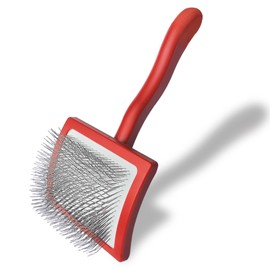 Velupet Zoom Dog Slicker Brush for Doodle Grooming,Dog Brush for Poodles,Long Pin Haired Pet Slicker Brush for Goldendoodles, Labradoodles,Bernedoodles (Red)