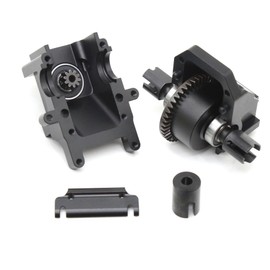 Gearbox Bulkhead Aluminium 7075 Diff Set 43T Input Gear 10T Input Shaft Cup #45 Steel for Arrma 6S Kraton Outcast Typhon Talion Infraction Felony Mojave Upgrade Parts (Black)