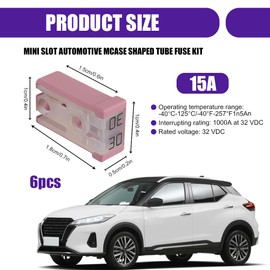 HQRNYP 6PCS Mini Slotted Automotive MCASE Shaped Cartridge Fuse Kit, Car Fuses, 30A 32V Micro Cartridge Fuses Assortment, Auto Micro Type Low-Profile Assortment Universal for RVs, Cars, Trucks (30A)