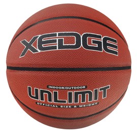 XEDGE Balón de baloncesto tamaño 5/6/7 de piel compuesto para interiores y exteriores con aguja, bomba y bolsa de transporte (rojo, tamaño 6)