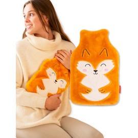 soxo Funny Hot Water Bottle with Cover Gift for Women Men Gifts Funny Hot Water Bottle Fox