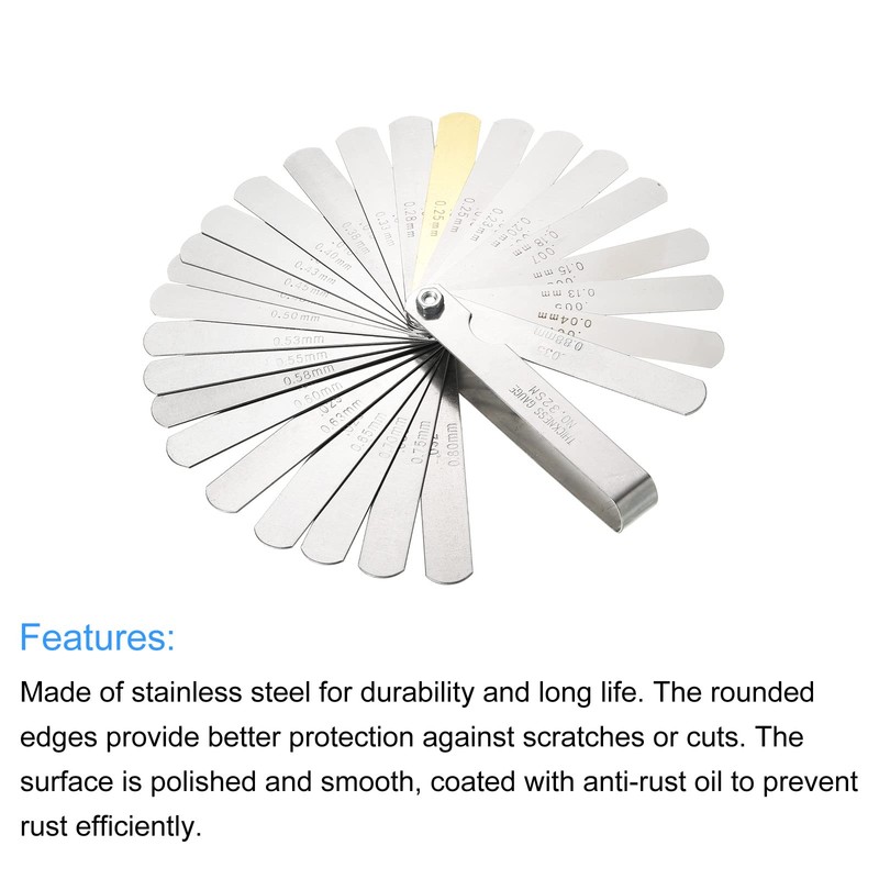 PATIKIL Feeler Gauge Dual Marked Measuring Tool 32 Blades Stainless